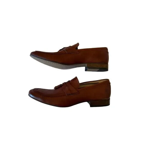 Bronx Mens Brown Leather Round Toe Slip On Tassel Loafers Shoes Size 44 - Picture 4 of 13